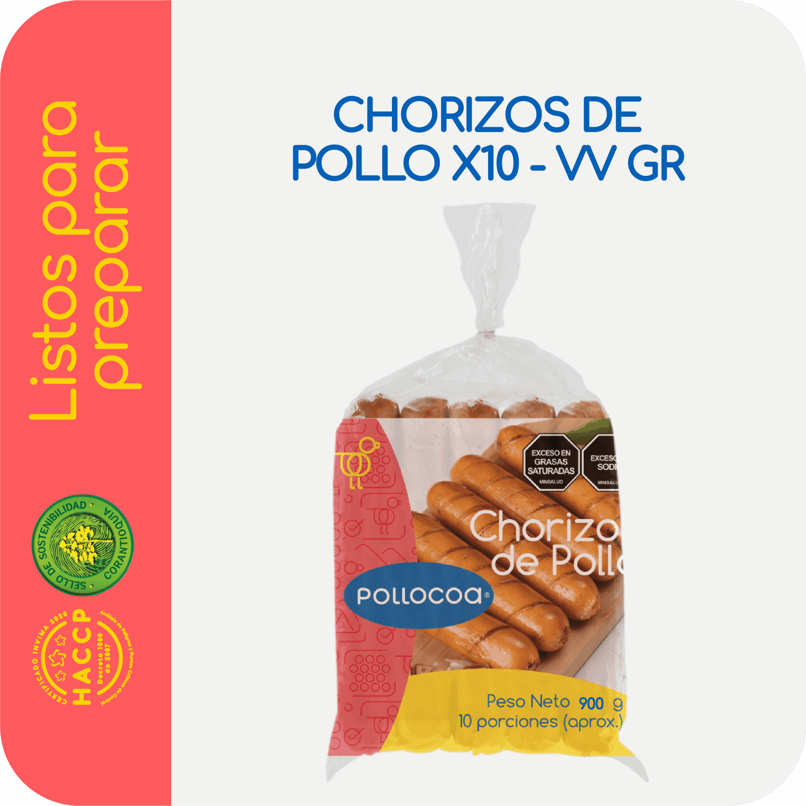 CHORIZOS DE POLLO X10  - 900 gr